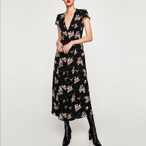 Zara - Floral Button Down Dress